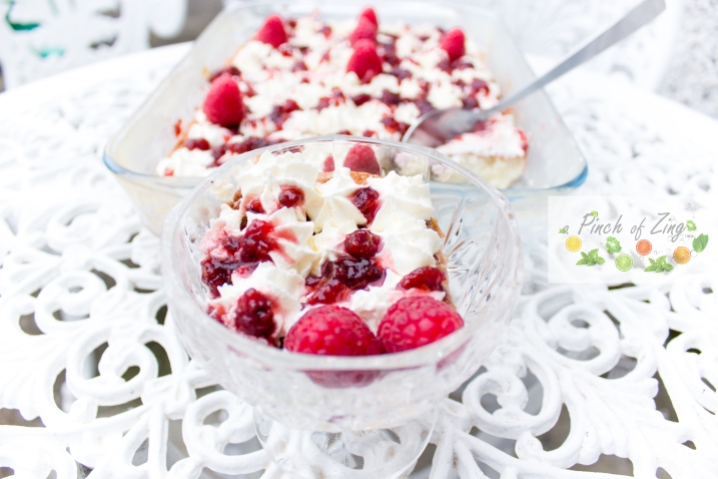 Milk cake with Chantilly cream and raspberries